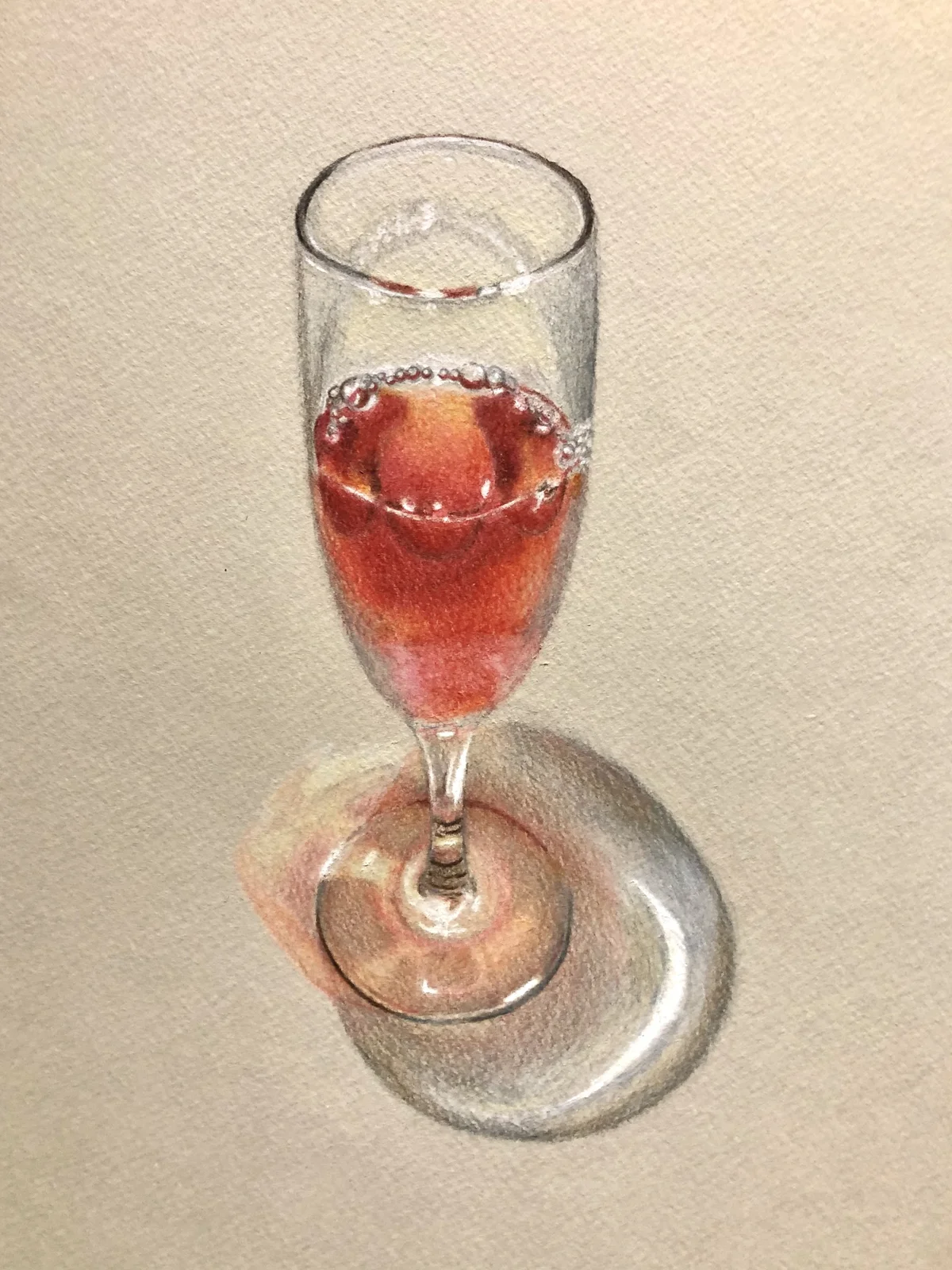 Painting of a glass containing a red drink